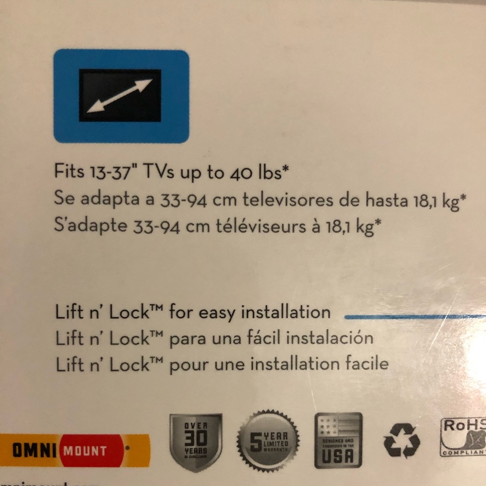 NWT🏷 BRAND NEW TV MOUNT 🖥 NEVER TAKEN OUT OF BOX - Picture 7 of 8